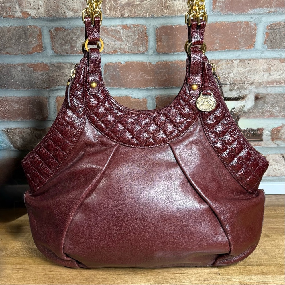 Brahmin Elisa Smooth & Quilted Leather Shoulder Bag Hobo - Picture 2 of 9